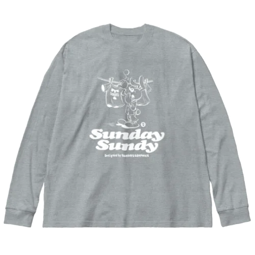 SUNDAY SUNDY No.2 (白ロゴ) ビッグシルエットロングスリーブTシャツ