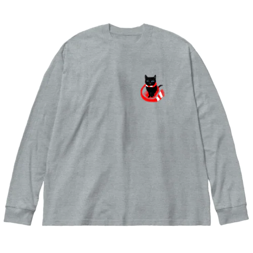 赤マフラー黒猫 Big Long Sleeve T-Shirt