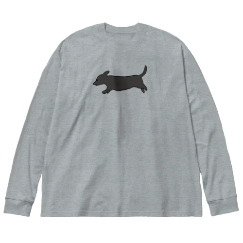 走る犬 ダックス ブラック Big Long Sleeve T-Shirt