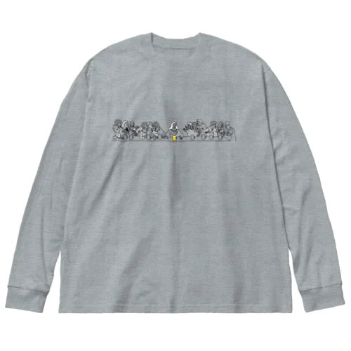 名画 × BEER（最後の晩餐）黒線画 *文字なしver. Big Long Sleeve T-Shirt