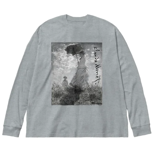 モネ　散歩、日傘の女　モノトーン Big Long Sleeve T-Shirt