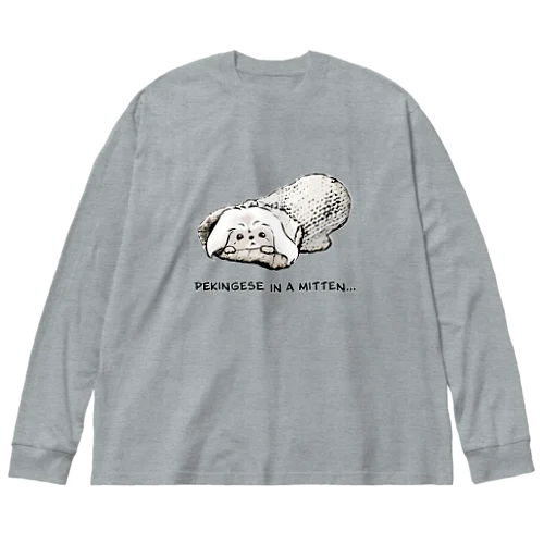 ミトンに入ったペキニーズ(ホワイト)   Big Long Sleeve T-Shirt