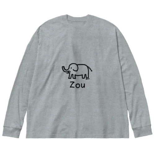 Zou (ゾウ) 黒デザイン ビッグシルエットロングスリーブTシャツ