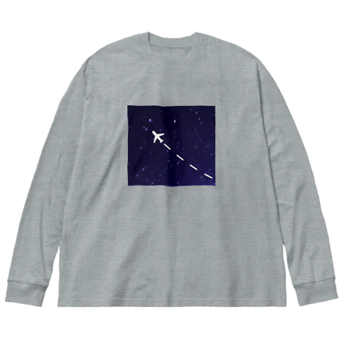 jet stream GALAXY 夜の飛行機星空 ビッグシルエットロングスリーブTシャツ