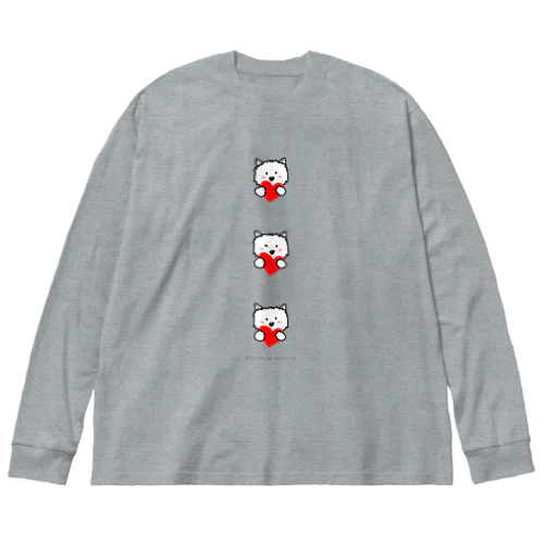 しろいぬルッチー【ピースハート】 Big Long Sleeve T-Shirt