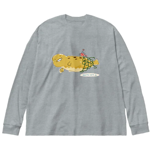 海ごみに絡まるアザラシさん Big Long Sleeve T-Shirt