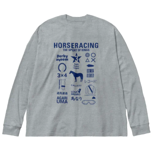 HORSERACING GRAPHICS 紺 Big Long Sleeve T-Shirt