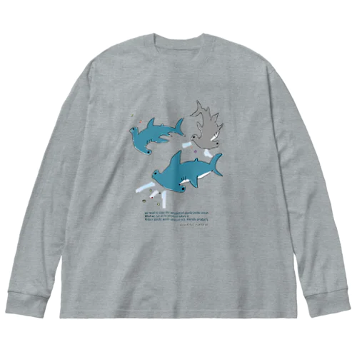 マイクロプラスチックとハンマーヘッドシャーク Big Long Sleeve T-Shirt