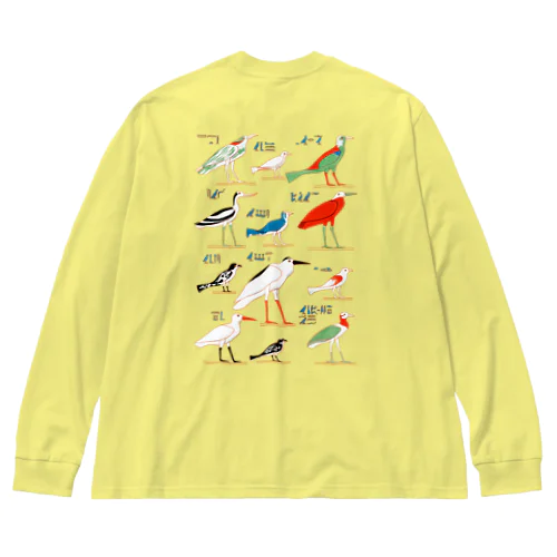 古代エジプトの鳥とヒエログリフ Big Long Sleeve T-Shirt