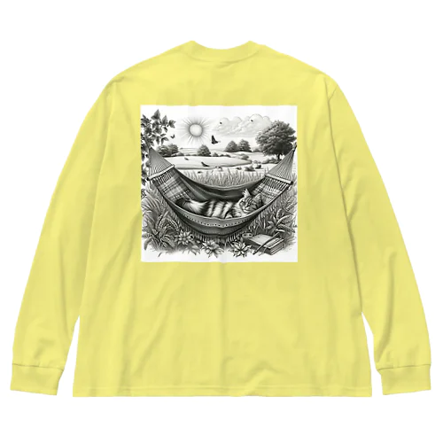 猫ちゃん　のんびりハンモック Big Long Sleeve T-Shirt