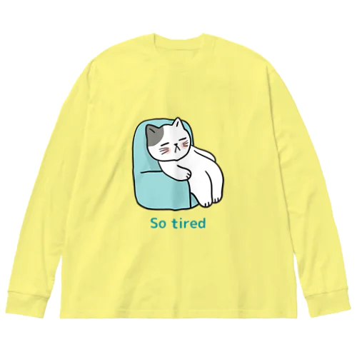 猫 So tired ビッグシルエットロングスリーブTシャツ