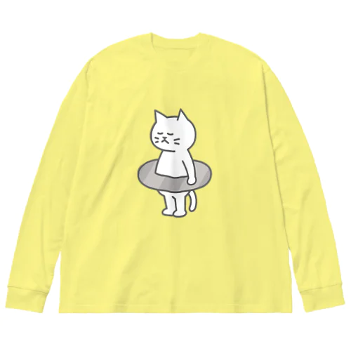 プールが苦手な猫 ビッグシルエットロングスリーブTシャツ