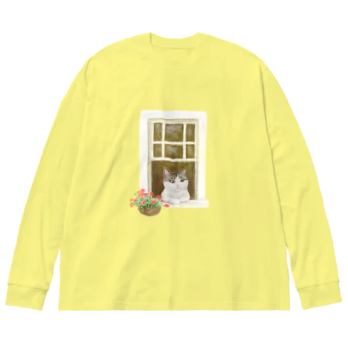 窓辺の猫　①　背景なし Big Long Sleeve T-Shirt