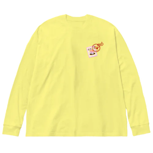 うさ切手（ピンク） ビッグシルエットロングスリーブTシャツ