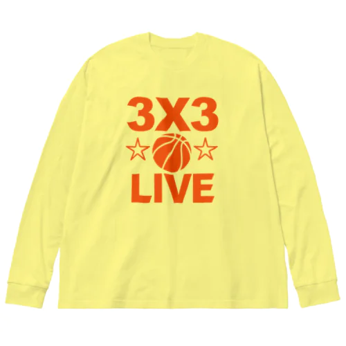 3x3・オレンジ・スリーエックススリー・3人制バスケ・Tシャツ・アイテム・グッズ・ストリートバスケ・バスケットボール・スピーディーなバスケ・1試合10分間の21点ノックアウト・スポーツ・有望 ビッグシルエットロングスリーブTシャツ
