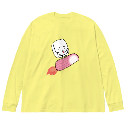 すあまロケットに乗るおとうふくん(単体) ビッグシルエットロングスリーブTシャツ