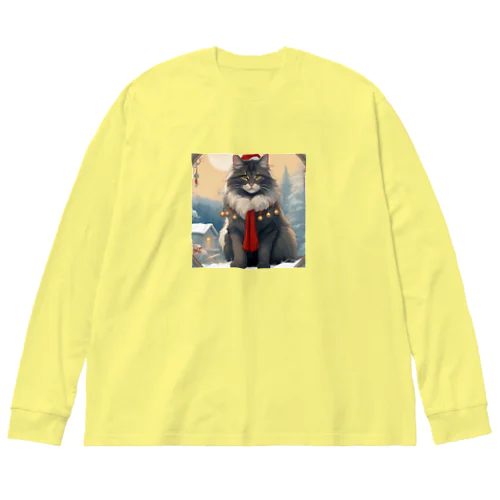 猫　冬　クリスマス Big Long Sleeve T-Shirt