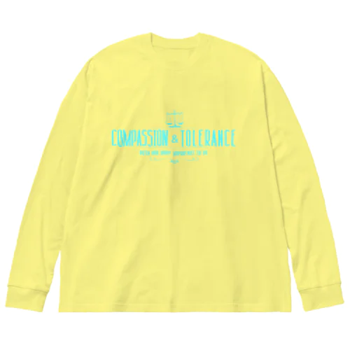 つりあう天秤（共感と寛容）（ブルー） ビッグシルエットロングスリーブTシャツ