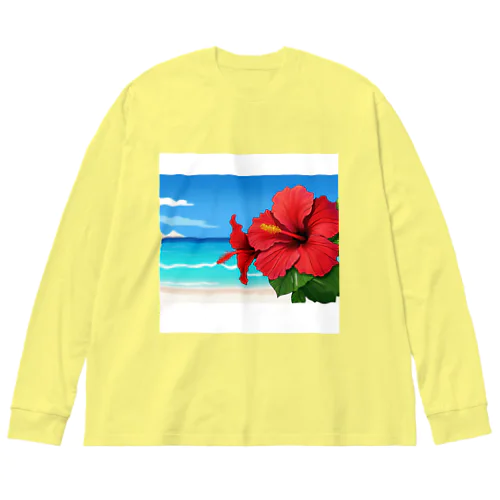 ハイビスカス　リゾート　🌺　🏝️ ビッグシルエットロングスリーブTシャツ