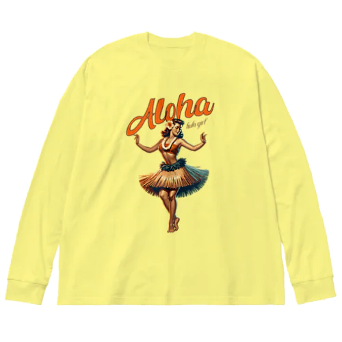 ビンテージアロハフラガール Vintage Aloha Hula Gril in Hawaii Big Long Sleeve T-Shirt