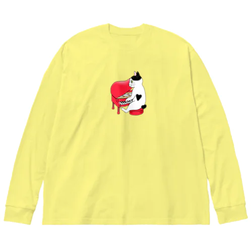 ピアノを弾く猫 Big Long Sleeve T-Shirt