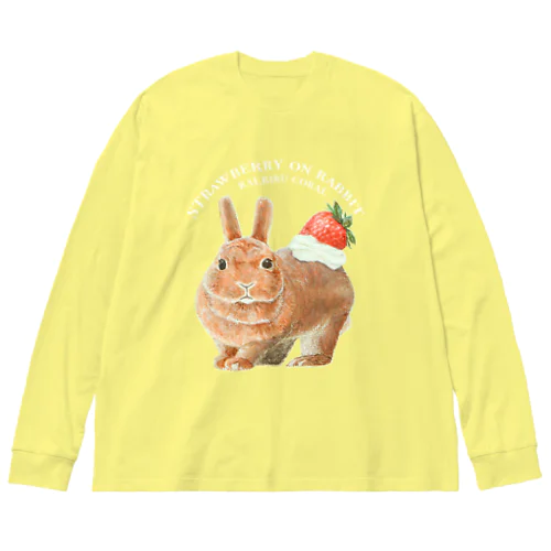 うさぎのクリームいちご乗せ ビッグシルエットロングスリーブTシャツ