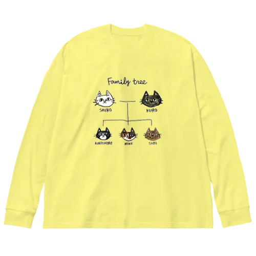 family tree -にゃんこの家系図- ビッグシルエットロングスリーブTシャツ