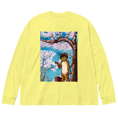 ネコの花見 Big Long Sleeve T-Shirt