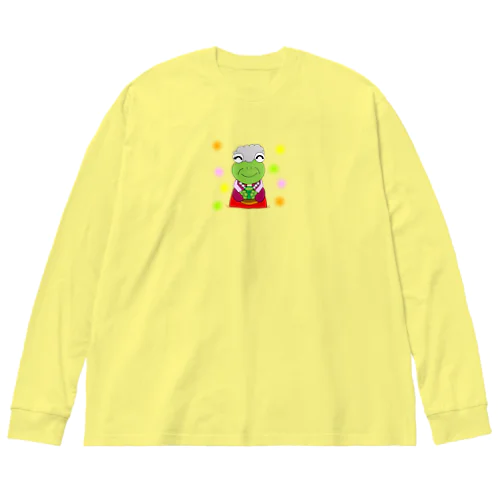 お茶を飲むかえるおばあちゃん Big Long Sleeve T-Shirt