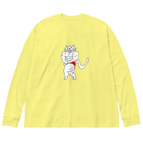 猫ニャッチョ💪(KAZU) ビッグシルエットロングスリーブTシャツ