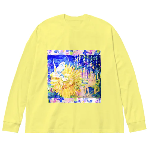 向日葵と翡翠・紫陽花の花びら（正方形） Big Long Sleeve T-Shirt
