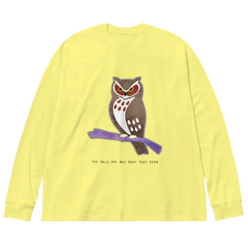 フクロウが見てる ビッグシルエットロングスリーブTシャツ