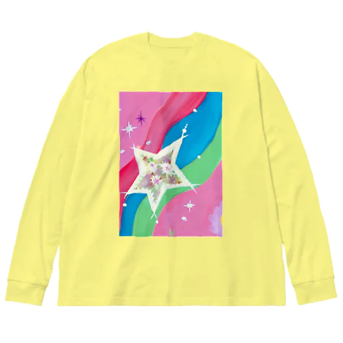 流れ星　(ピンク) ビッグシルエットロングスリーブTシャツ