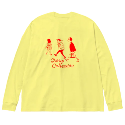 Group Collective Red ビッグシルエットロングスリーブTシャツ
