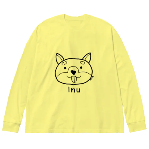 Inu (犬) 黒デザイン ビッグシルエットロングスリーブTシャツ