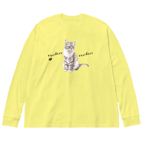 パステル💗ねこねこ　マーブルちゃん ビッグシルエットロングスリーブTシャツ