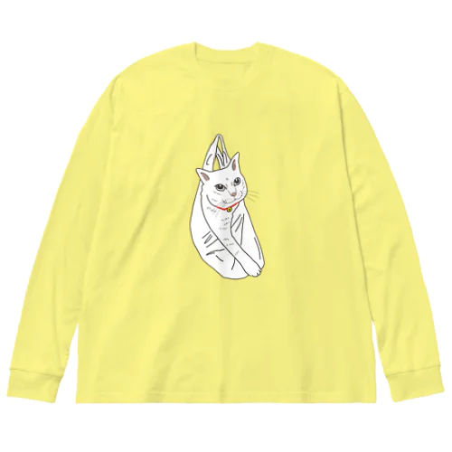 ビニール袋に入った猫 ビッグシルエットロングスリーブTシャツ