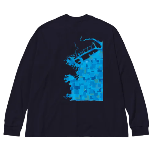 横浜港　モザイクブルー Big Long Sleeve T-Shirt