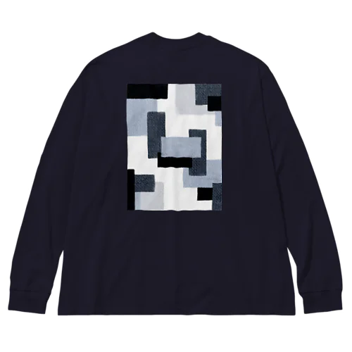 Denim Block Art . ビッグシルエットロングスリーブTシャツ