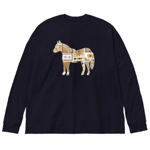 pattern horse B ビッグシルエットロングスリーブTシャツ