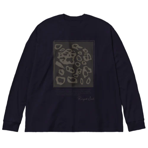 ワモン アザラシ 柄 チャコール Ringed seal pattern Charcoal ビッグシルエットロングスリーブTシャツ