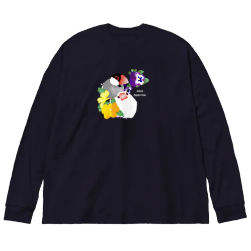 パンジーと文鳥さん（ロゴ白） Big Long Sleeve T-Shirt