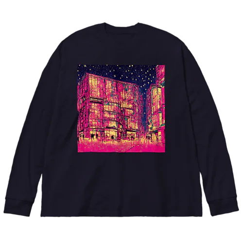 modern pink city ビッグシルエットロングスリーブTシャツ