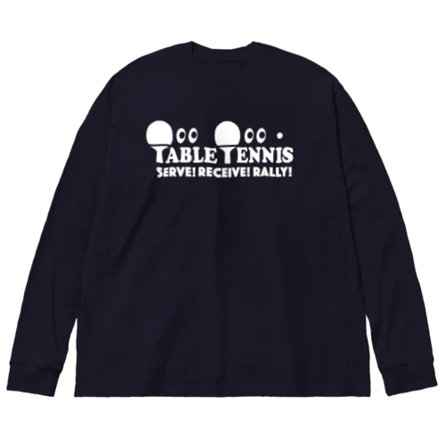 卓球・白・テーブルテニス・目玉・ピンポン・チームTシャツ・ダブルス・クラブTシャツ・かわいい・シンプル・かっこいい・アイテム・グッズ・デザイン・スポーツ・table tennis・ping pong Big Long Sleeve T-Shirt