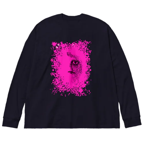 ラフ画 No.2 PINK ビッグシルエットロングスリーブTシャツ