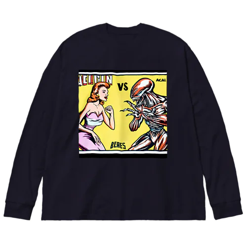 エイリアン　ｖｓ　金髪美女 Big Long Sleeve T-Shirt