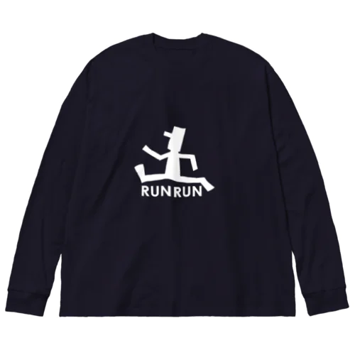 楽しく走るRUNRUN white ビッグシルエットロングスリーブTシャツ