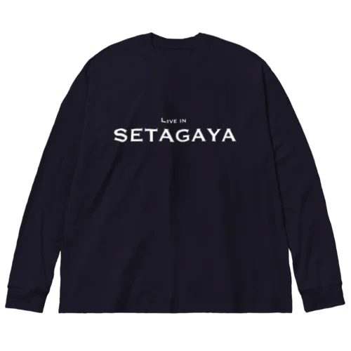世田谷グッズ　ホワイトlive in setagaya ロゴ ビッグシルエットロングスリーブTシャツ