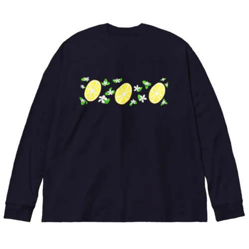 スライスレモンとレモンの花 Big Long Sleeve T-Shirt