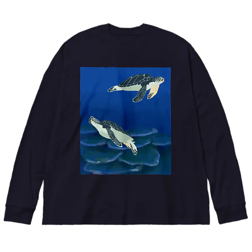 若いアオウミガメ ビッグシルエットロングスリーブTシャツ